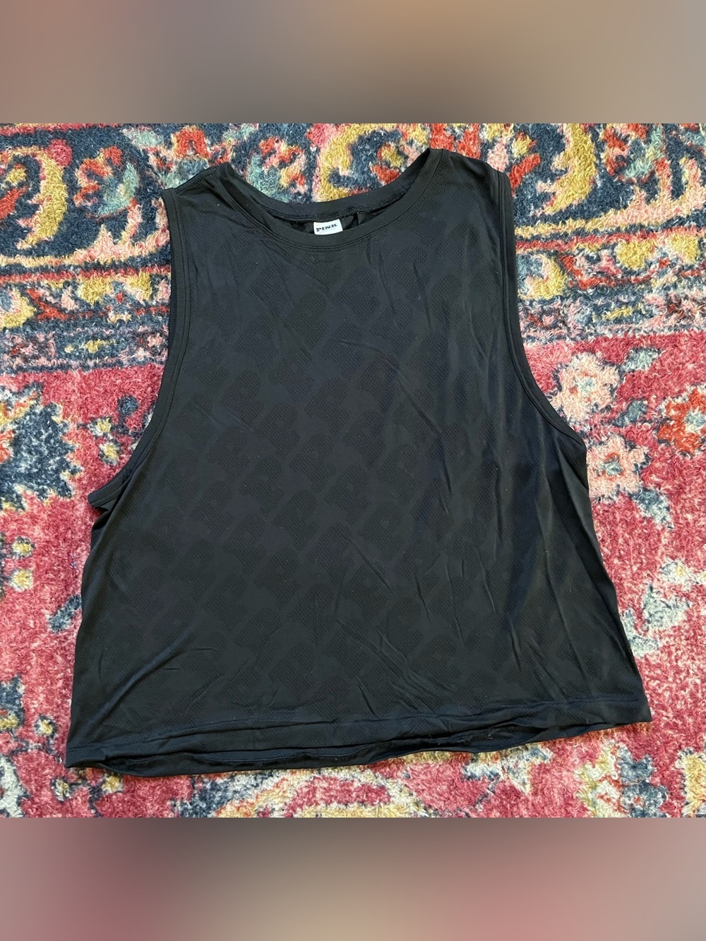 PINK Victoria's Secret Black Seamless Drapey Muscle Tank Womens size L